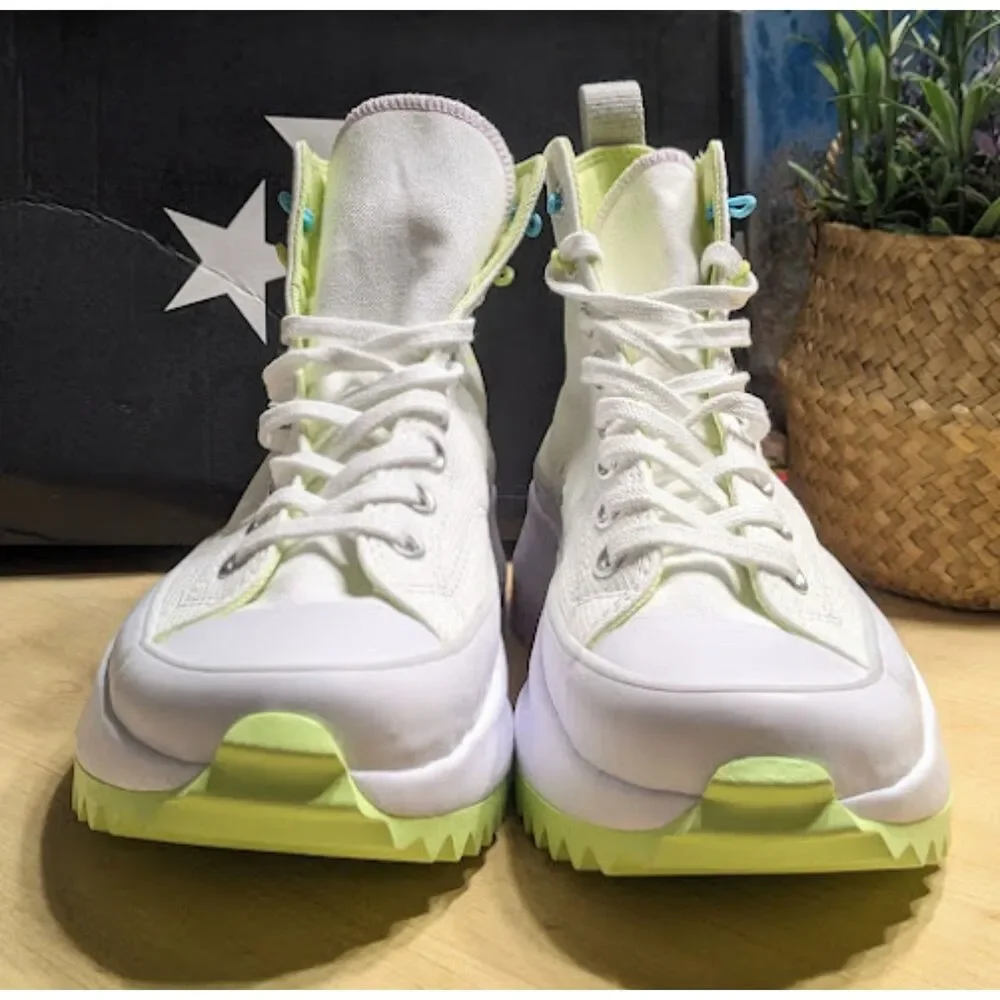 Converse Run Star Hike White Pink Green Platform Sneakers Unisex W9.5 M8 NIB